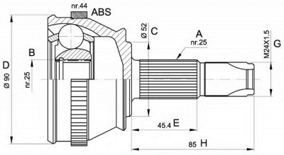OPEN PARTS cvj521210 -  Шарнирный комплект, приводной вал